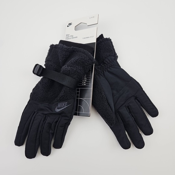 Nike High Pile Fleece Winter Gloves Black Therma-Fit Adjustable Men's XL New - Picture 1 of 5